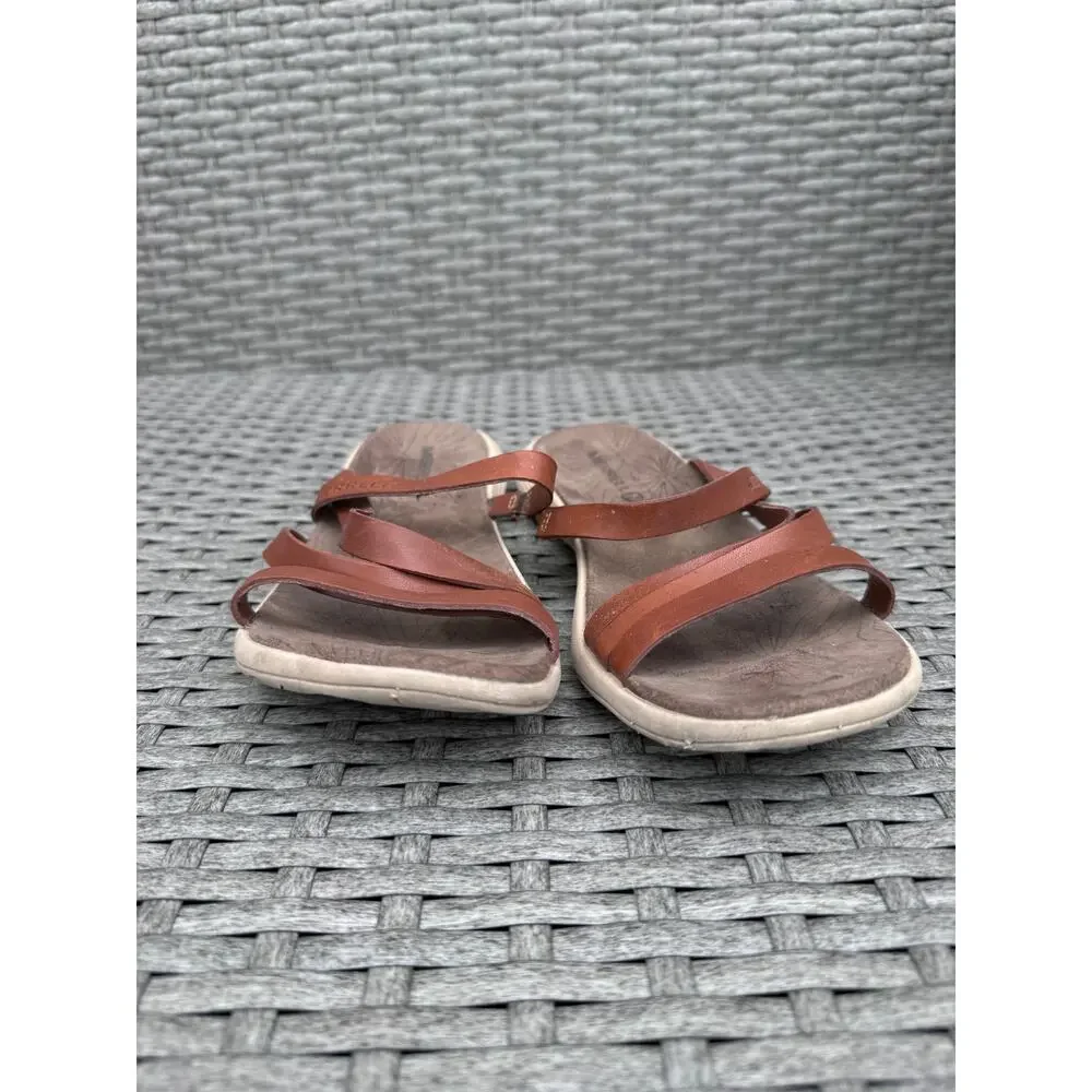 Merrell Duskair Seaway Sandals Slide Open Toe Leather Oak Brown‎ Womens Size 6